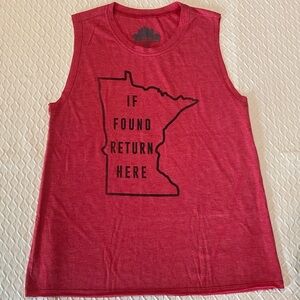 Red Graphic Tank Top Featuring a Minnesota Print. XS.